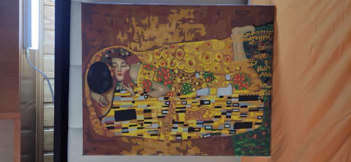 Фотография покупателя товара Картина по номерам на холсте с подрамником «Поцелуй» Густав Климт, 40 х 50 см - Фото 6