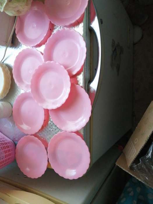 Фотография покупателя товара Набор тарелок «Кружево», 9 шт, d=15 см, цвет МИКС - Фото 2