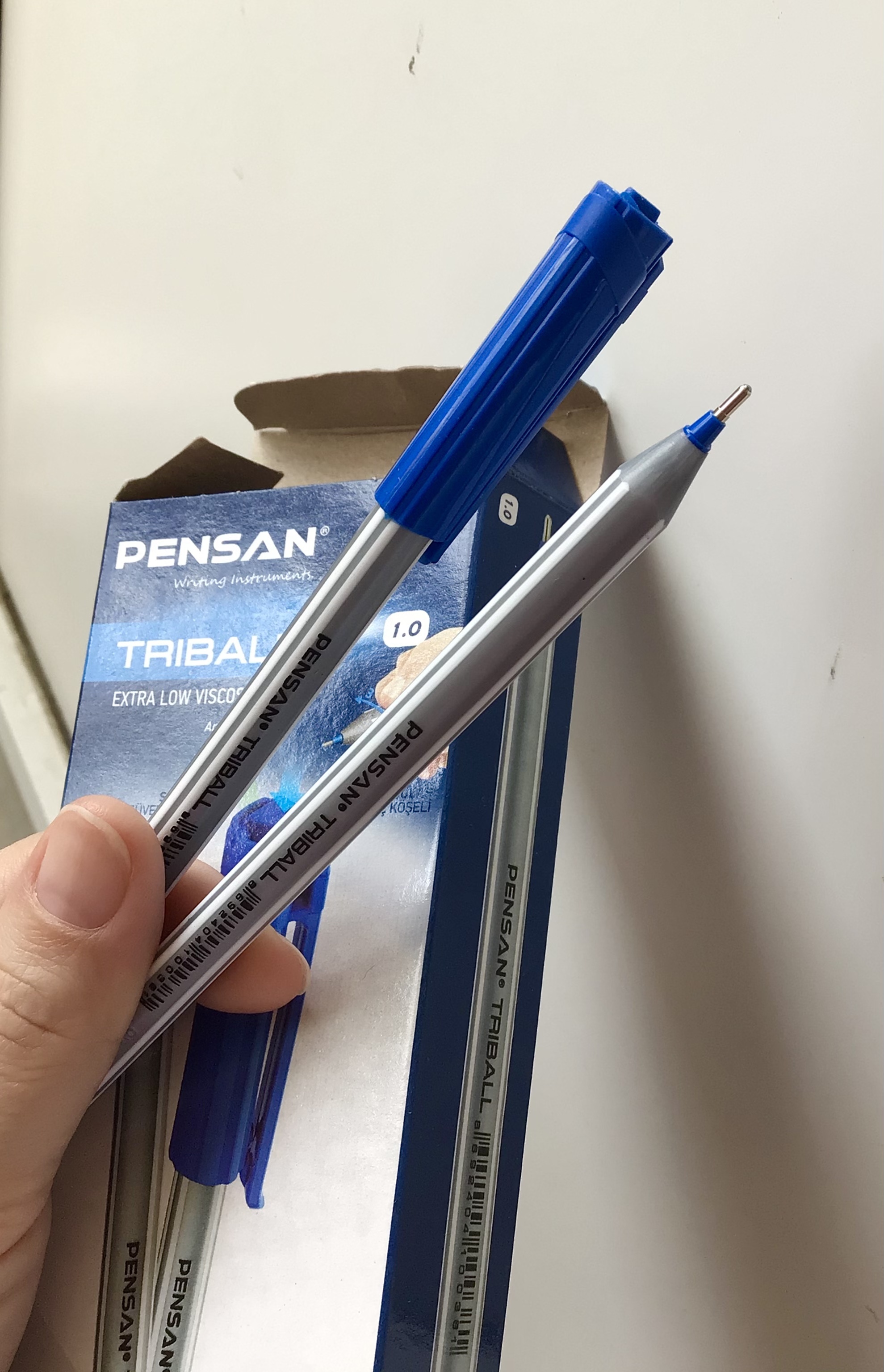 Фотография покупателя товара Ручка шариковая масляная Pensan Triball, узел-игла 1.0 мм, трёхгранная, чернила синие