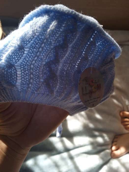 Фотография покупателя товара Шапочка детская «МиМиМи», цвет голубой, 1 мес.