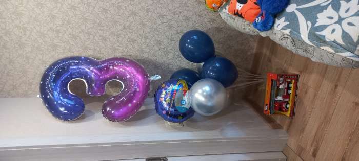 Фотография покупателя товара Букет из шаров «День рождения – космос. 3 года», фольга, латекс, набор 7 шт. - Фото 2