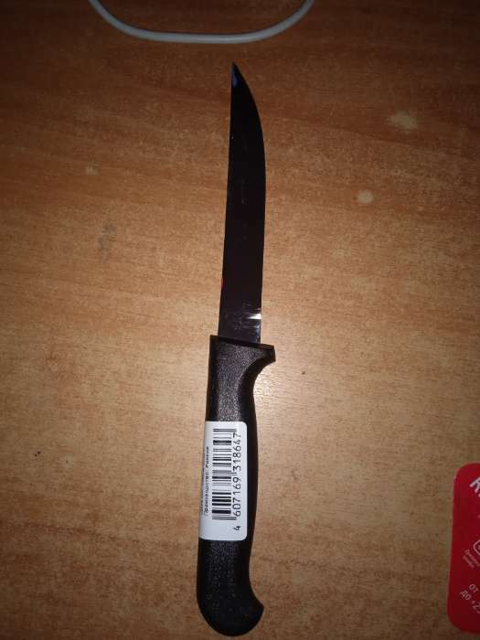 Фотография покупателя товара Нож кухонный «Элегант», для овощей, лезвие 11 см, с пластиковой ручкой, цвет чёрный - Фото 3