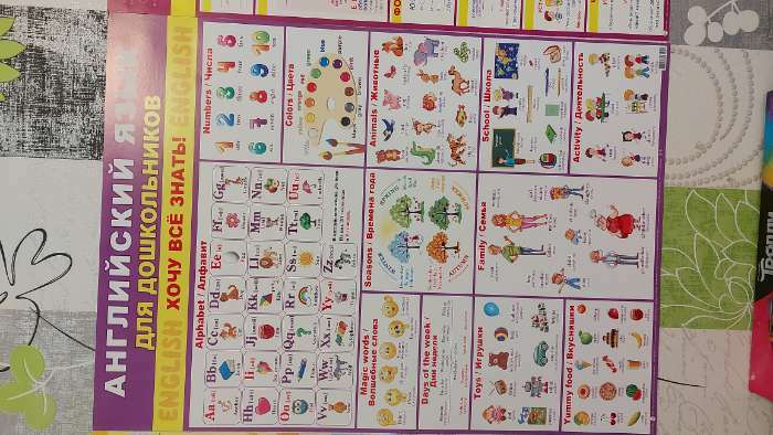 Фотография покупателя товара Плакат "Английский язык для дошкольников" фиолетовый фон, А2 - Фото 3