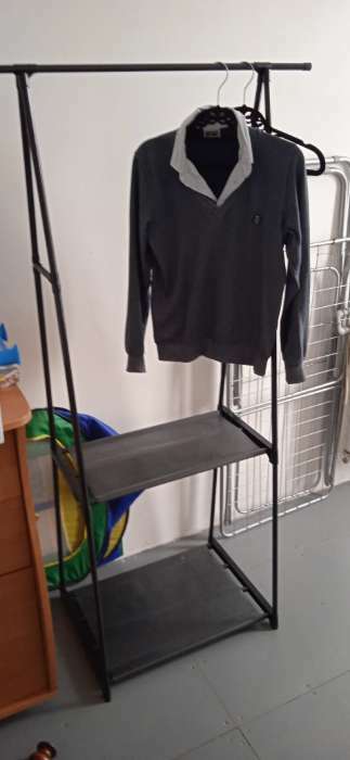 Фотография покупателя товара Вешалка напольная для одежды с двумя полками LaDо́m «Лофт», 55×45×157 см, цвет чёрный - Фото 5