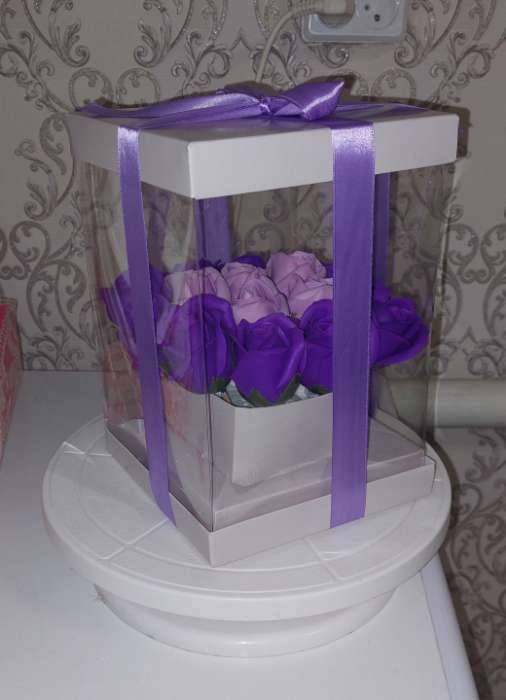 Фотография покупателя товара Коробка подарочная для цветов с вазой и PVC окнами складная, упаковка, «Серая», 16 х 23 х 16 см - Фото 6