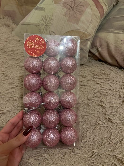 Фотография покупателя товара Ёлочные игрушки «Дженна», шары новогодние, набор 18 шт., d=4 см, розовый - Фото 8