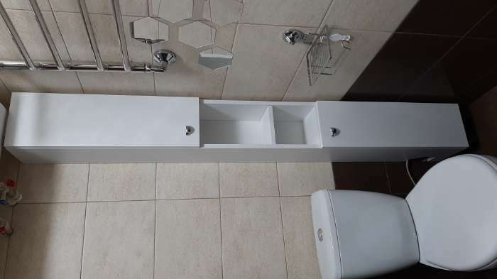 Фотография покупателя товара Пенал для ванной комнаты узкий "Вега 16" белый, 200 см х 20 см х 20 см - Фото 15