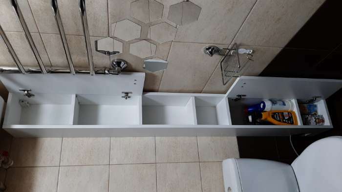 Фотография покупателя товара Пенал для ванной комнаты узкий "Вега 16" белый, 200 см х 20 см х 20 см - Фото 13