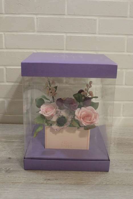 Фотография покупателя товара Коробка подарочная для цветов с вазой и PVC окнами складная, упаковка, «Счастья!», 23 х 30 х 23 см - Фото 3