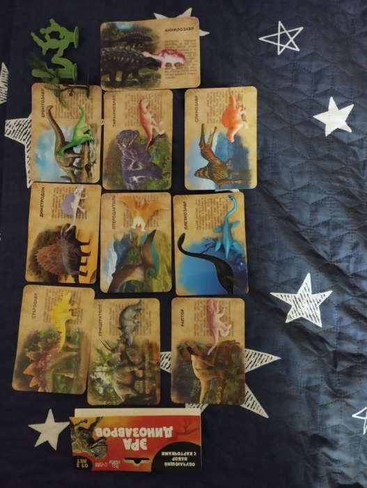 Фотография покупателя товара Развивающий набор фигурок динозавров для детей «Древний мир», животные, карточки, по методике Монтессори