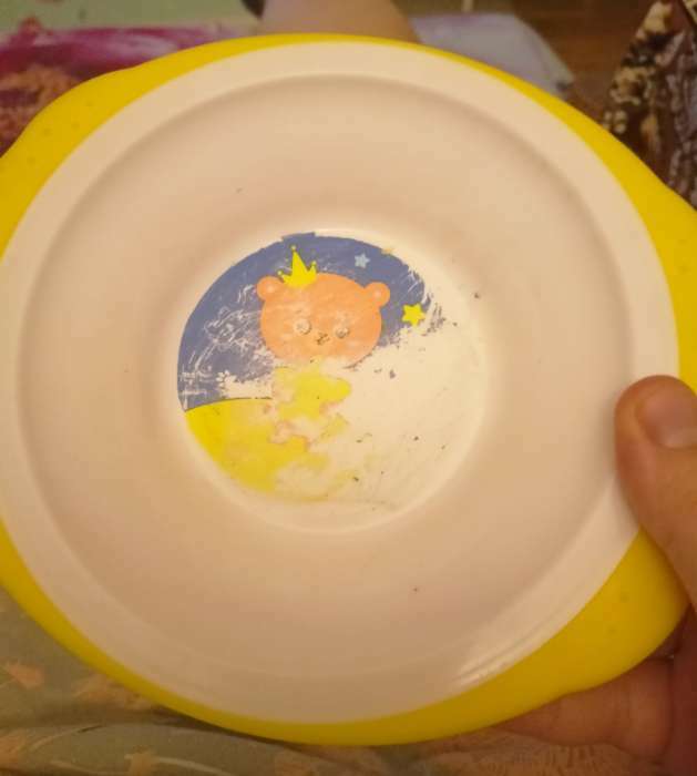 Фотография покупателя товара Набор детской посуды «Мишка принц», тарелка на присоске 250мл, вилка, ложка - Фото 1