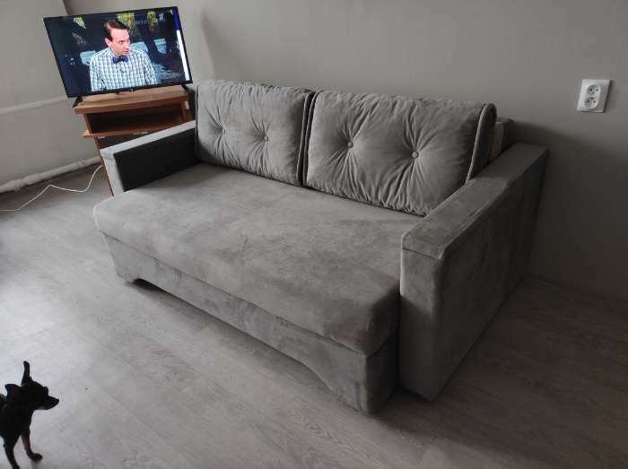 Фотография покупателя товара Прямой диван «Твист 1», механизм еврокнижка, велюр, цвет бежевый - Фото 3