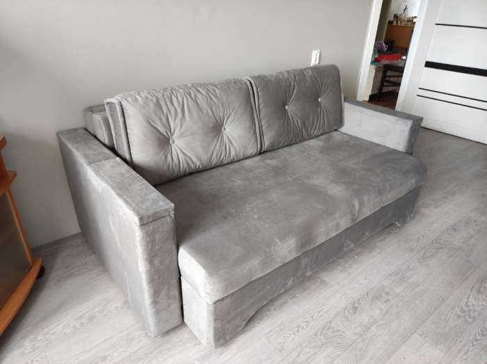 Фотография покупателя товара Прямой диван «Твист 1», механизм еврокнижка, велюр, цвет бежевый - Фото 1