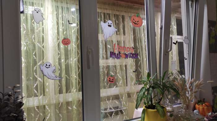 Фотография покупателя товара Интерьерные наклейки «Happy Halloween», привидения - Фото 1