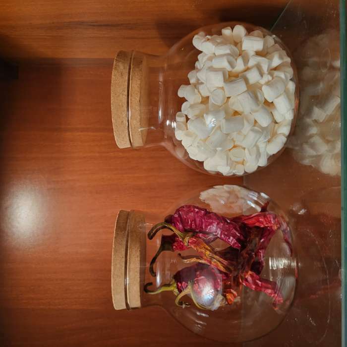 Фотография покупателя товара Банка стеклянная для сыпучих продуктов с пробковой крышкой Magistro «Бабл», 1 л, 12,5×14 см