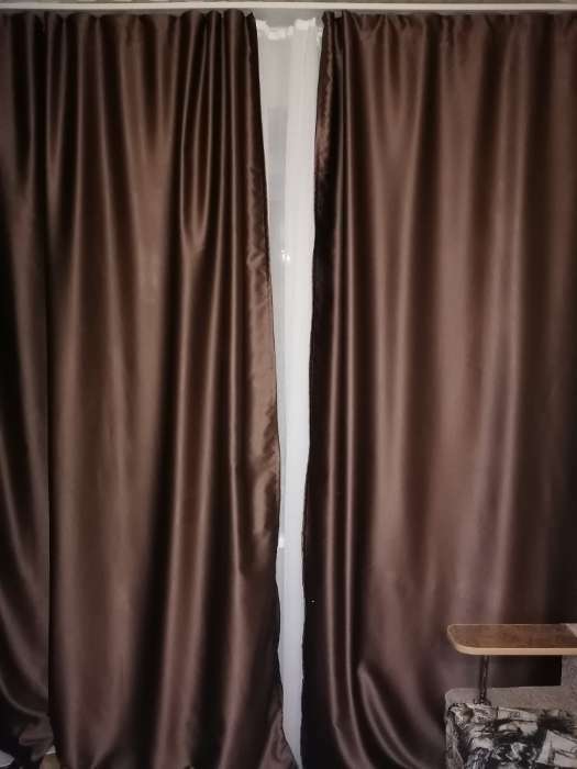 Фотография покупателя товара Штора портьерная «Этель» 145×265 см, двусторонний блэкаут, цвет Шоколад, пл. 240 г/м², 100% п/э
