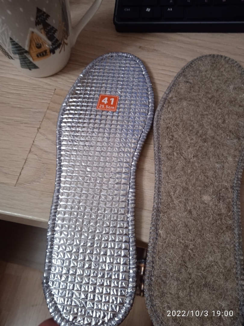 Фотография покупателя товара Стельки для обуви, утеплённые, двухслойные, фольгированные, окантовка, р-р RU 38 (р-р Пр-ля 40), 25 см, пара, цвет серый - Фото 2