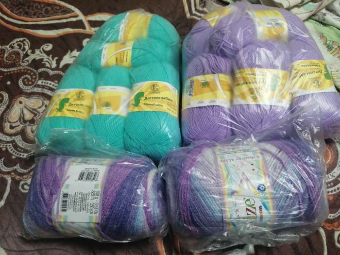 Фотография покупателя товара Пряжа "Sekerim  batik" 100% акрил 320м/100гр (6550 желтый-розовый-бирюзовый ) - Фото 1
