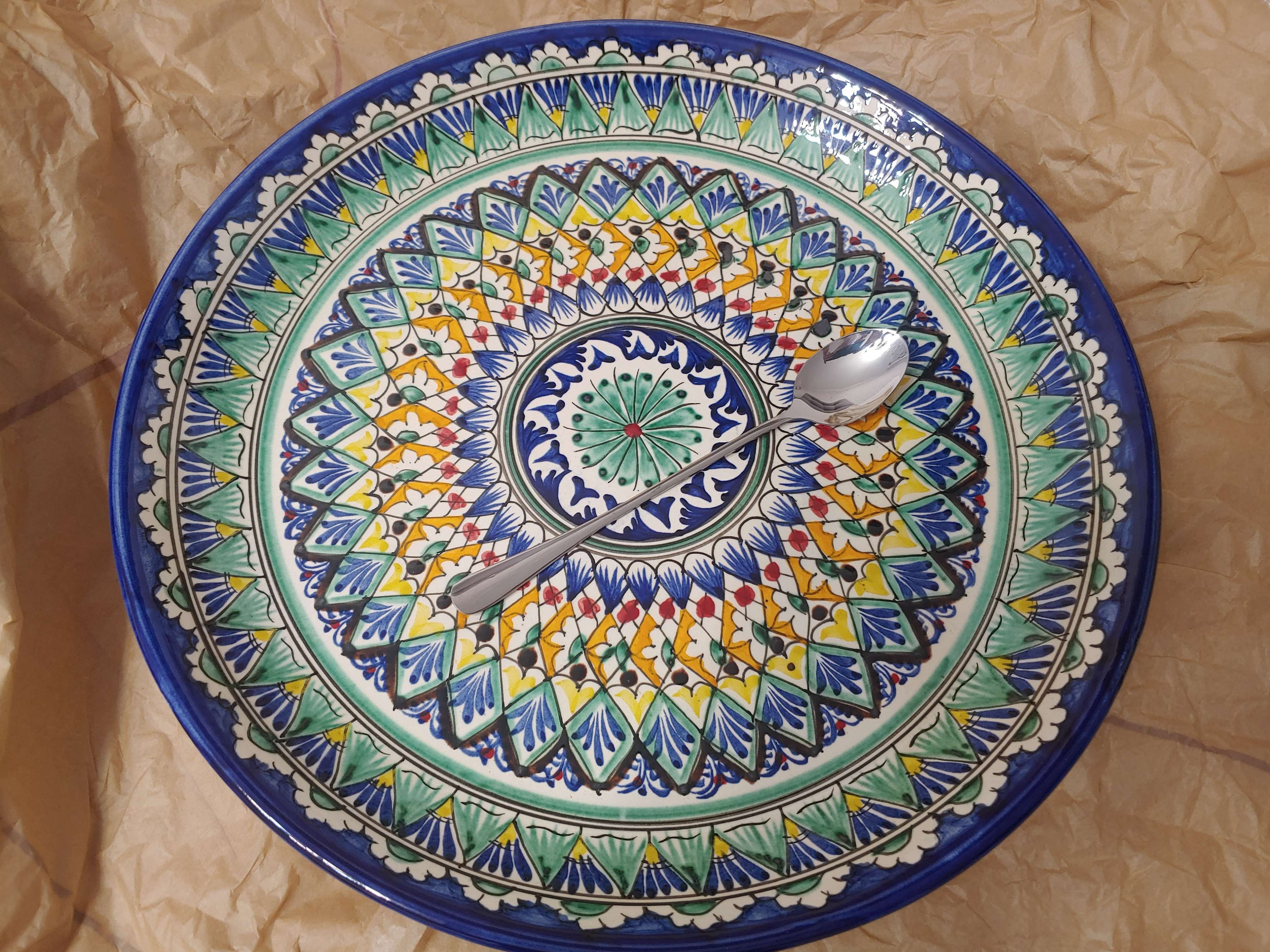 Фотография покупателя товара Ляган Риштанская Керамика "Узоры", 37 см, синий, микс - Фото 1