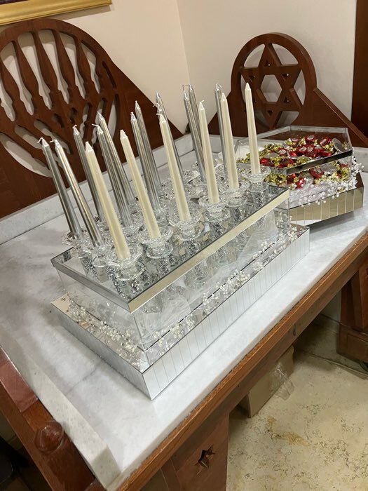 Фотография покупателя товара Стеклянный подсвечник на 1 свечу «Спираль с камешками», 16×7×7 см - Фото 1