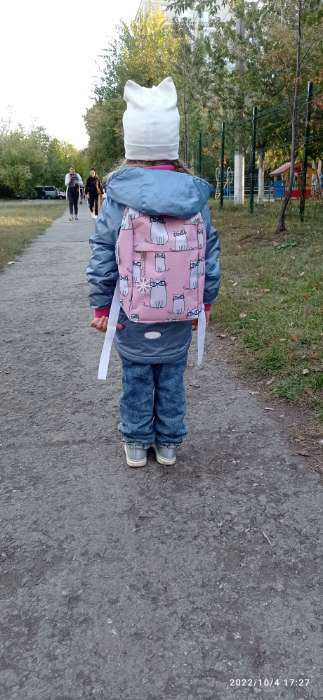 Фотография покупателя товара Рюкзак детский на молнии, 2 наружных кармана, цвет синий - Фото 1