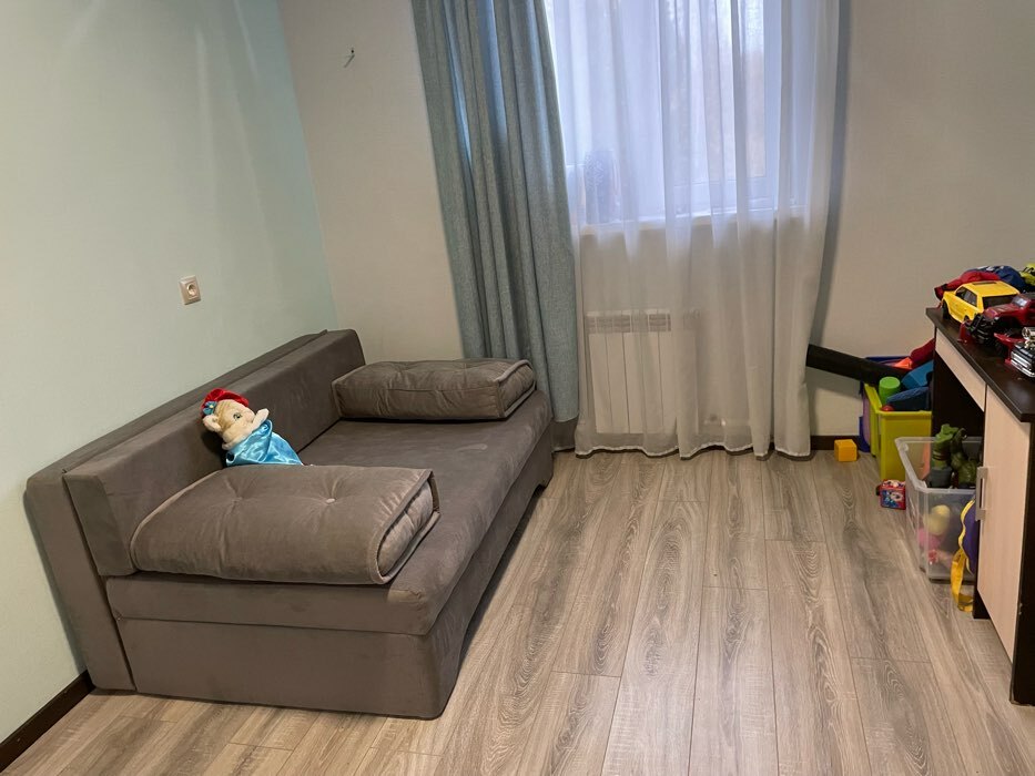 Фотография покупателя товара Прямой диван «Твист 3», механизм еврокнижка, велюр, цвет бежевый - Фото 2