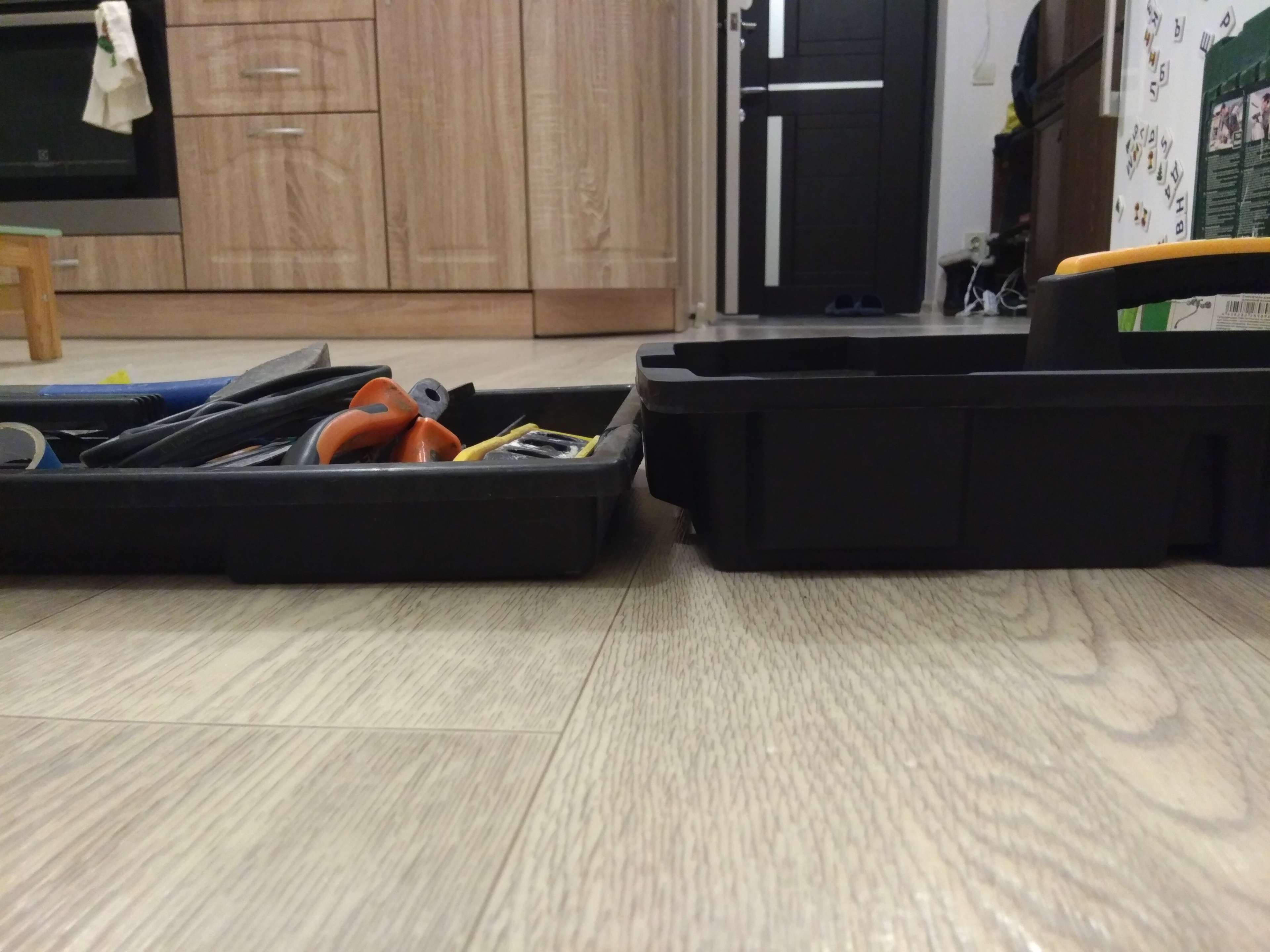 Фотография покупателя товара Ящик для инструментов 21' «Гефест», с двумя консолями и коробками, цвет черный - Фото 5