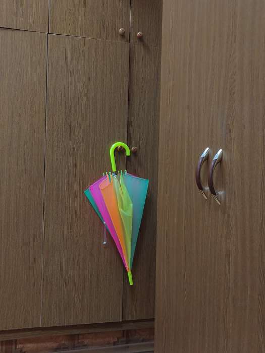 Фотография покупателя товара Зонт - трость полуавтоматический «Сочная радуга», 8 спиц, R = 46 см, цвет МИКС - Фото 1