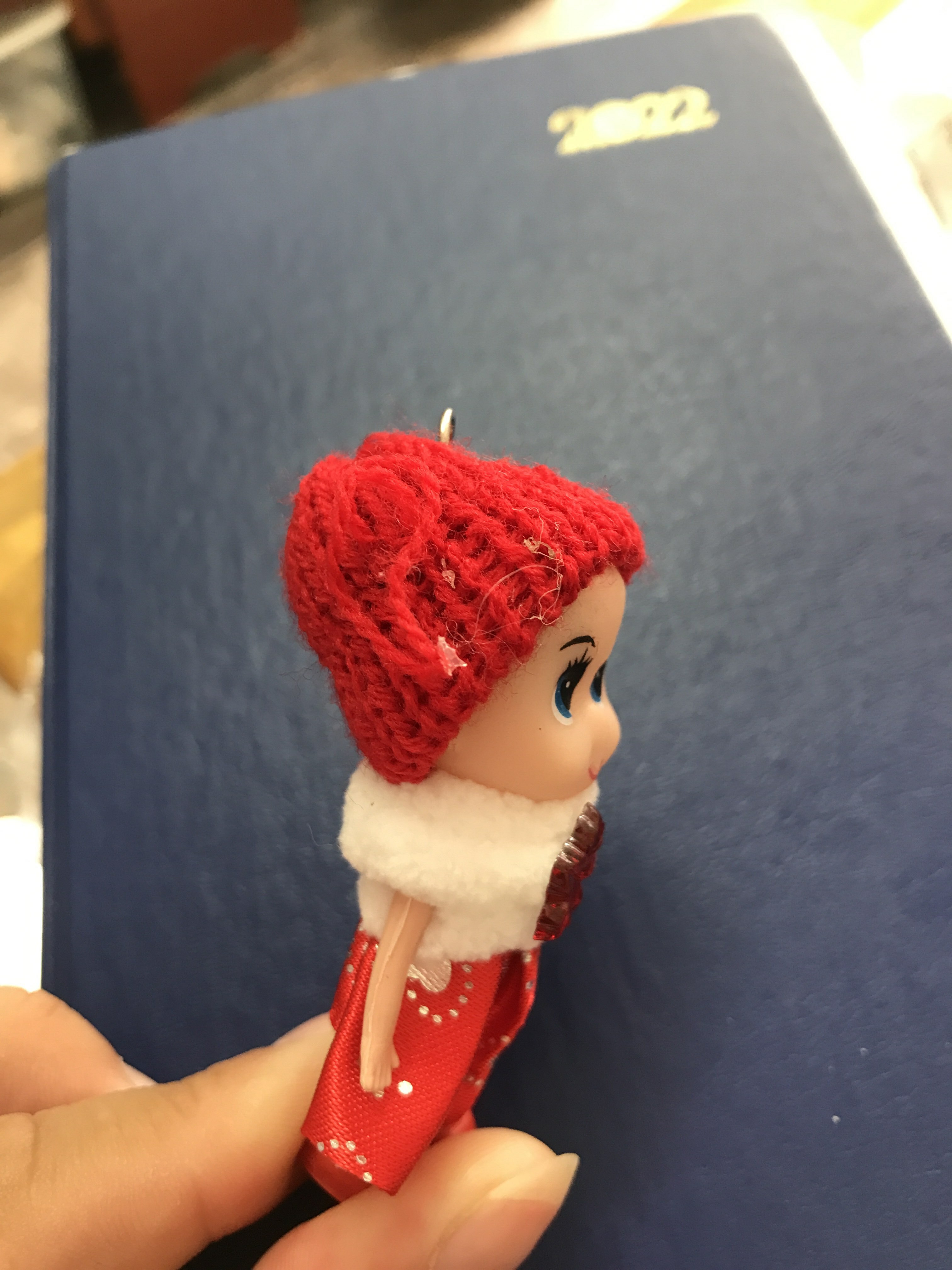 Фотография покупателя товара Кукла-брелок «Куколка», в шапочке, цвета МИКС - Фото 2