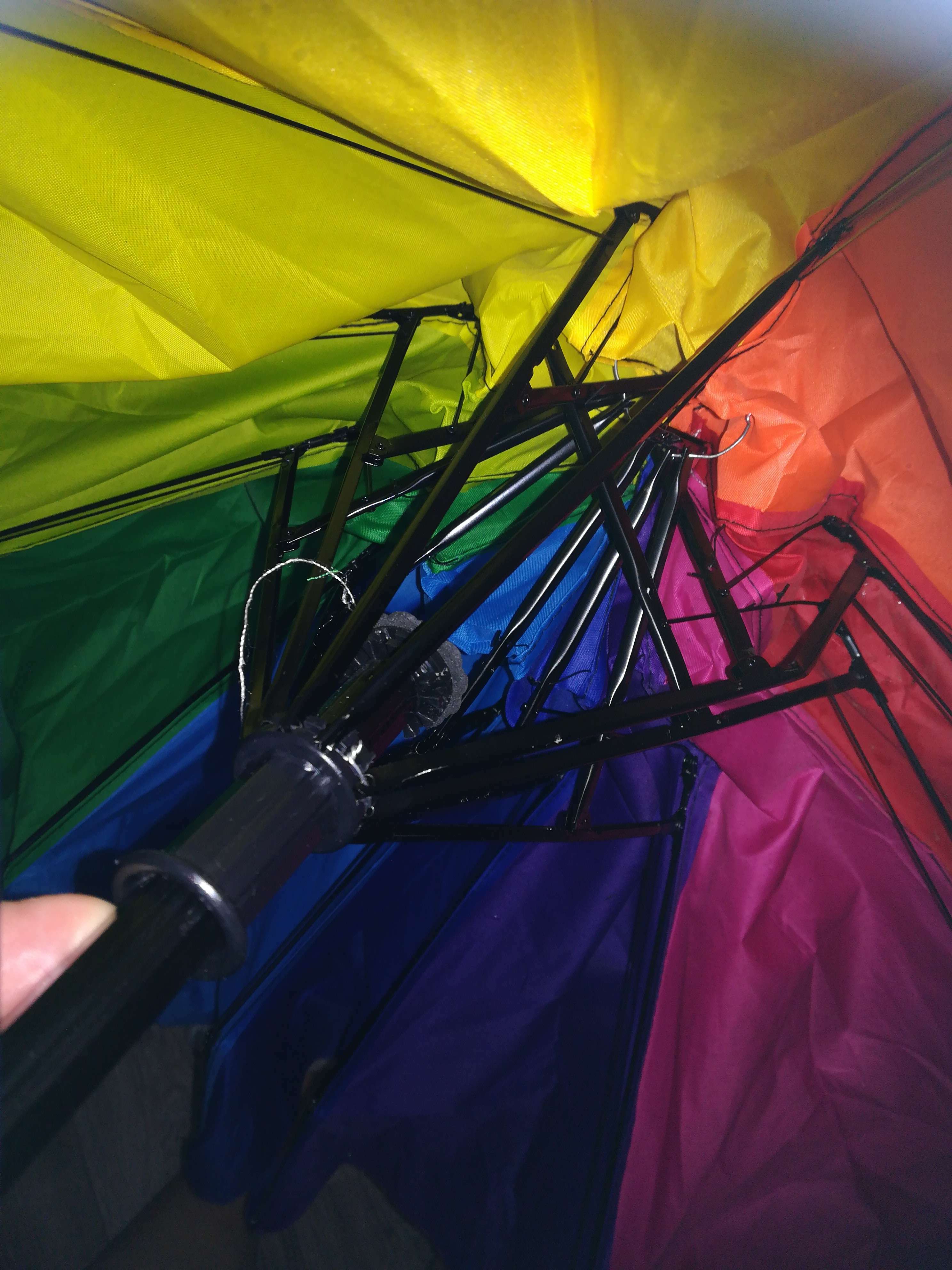 Фотография покупателя товара Зонт механический «Радужное настроение», 4 сложения, 10 спиц, R = 50 см, разноцветный