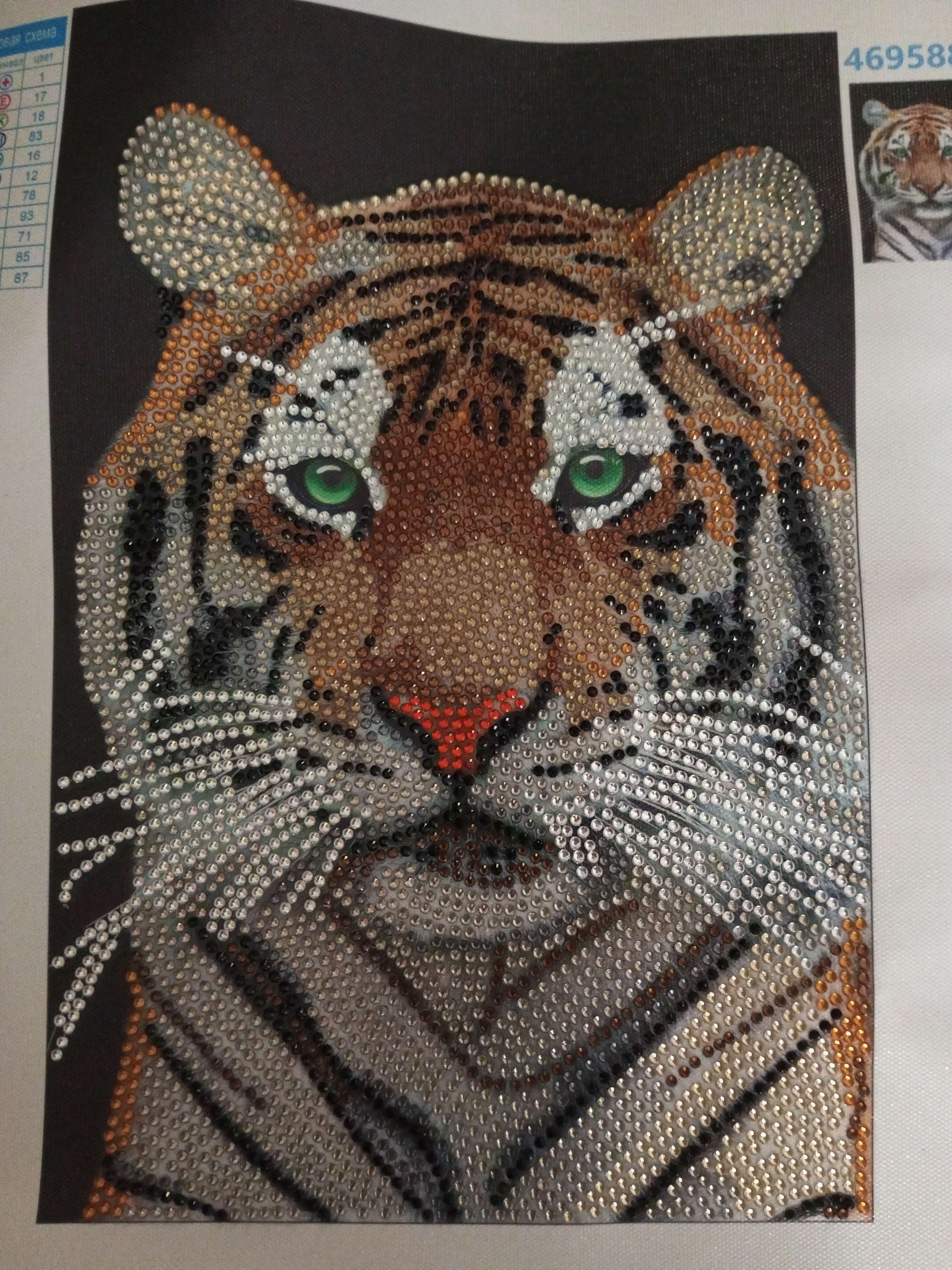 Фотография покупателя товара Алмазная мозаика с частичным заполнением «Тигр» 20×30 см, на холсте