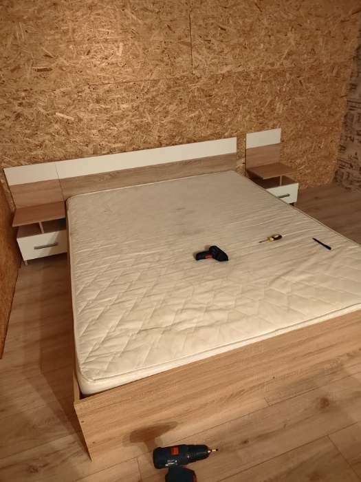 Фотография покупателя товара Спальня Леси, кровать 1600, тумбы 2 шт, комод, Дуб сонома/Белый