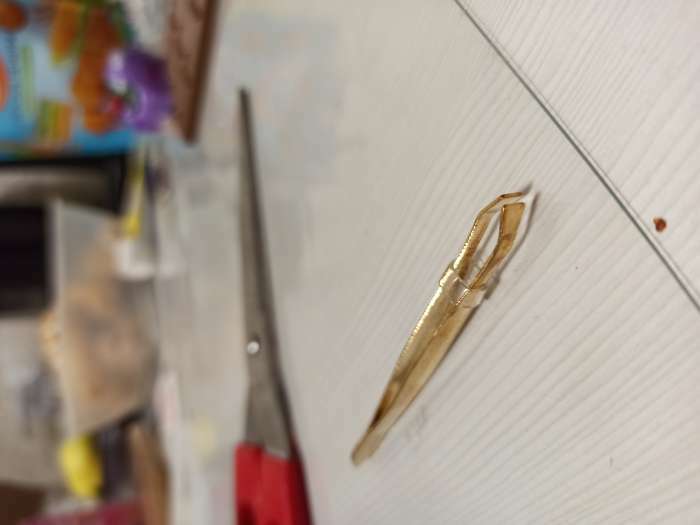 Фотография покупателя товара Пинцет прямой, широкий, 8,5 см, цвет золотистый