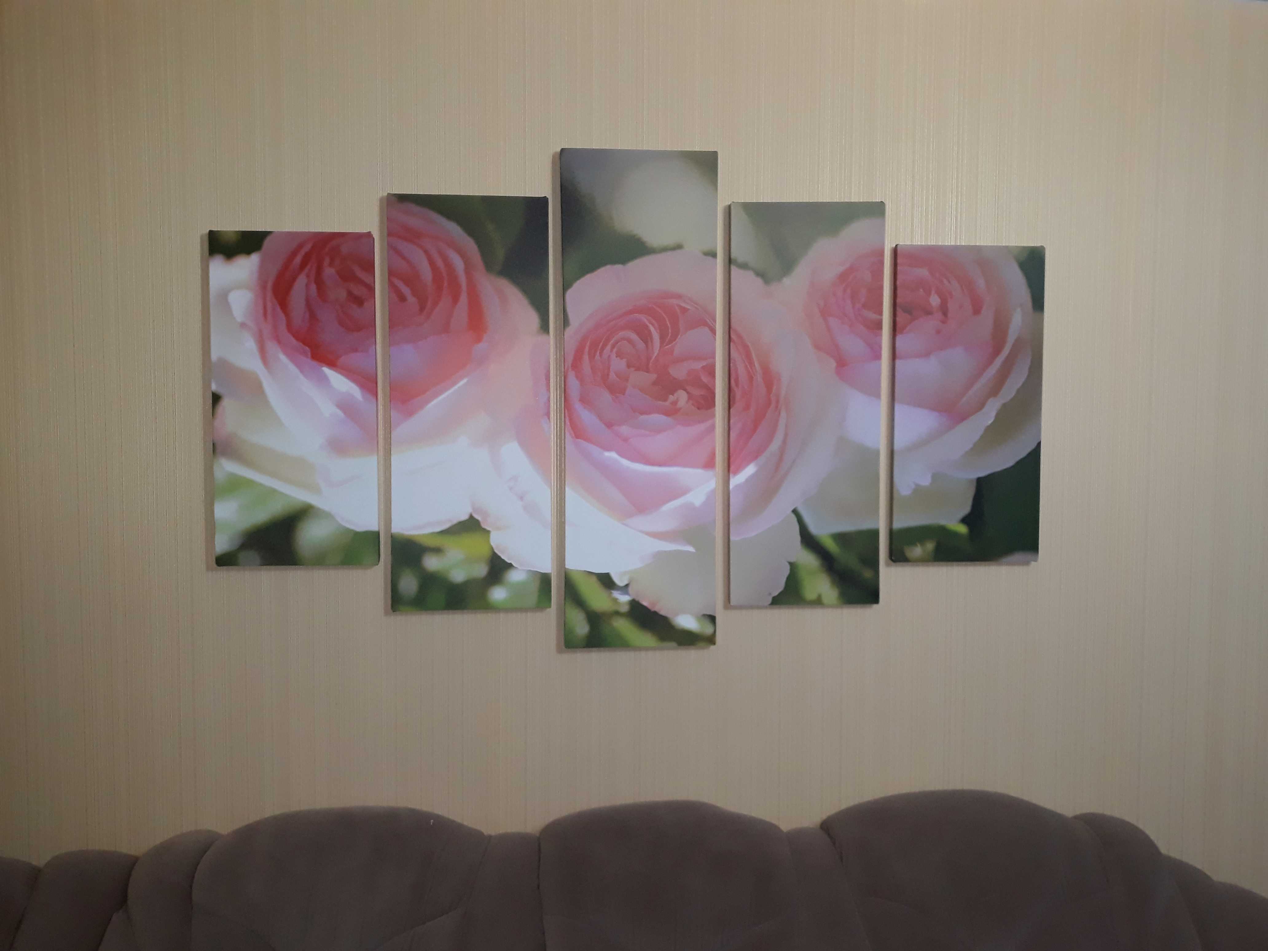 Фотография покупателя товара Картина модульная на подрамнике "Нежные розы" 2-25*52,2-25*66,5,1-25*80,80*140 см - Фото 1