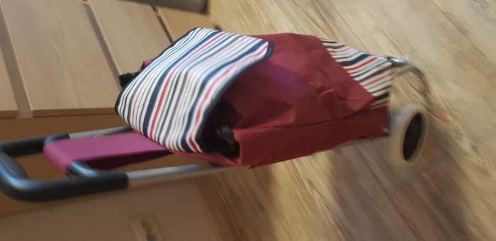 Фотография покупателя товара Сумка-тележка хозяйственная на шнуре, цвет бордовый