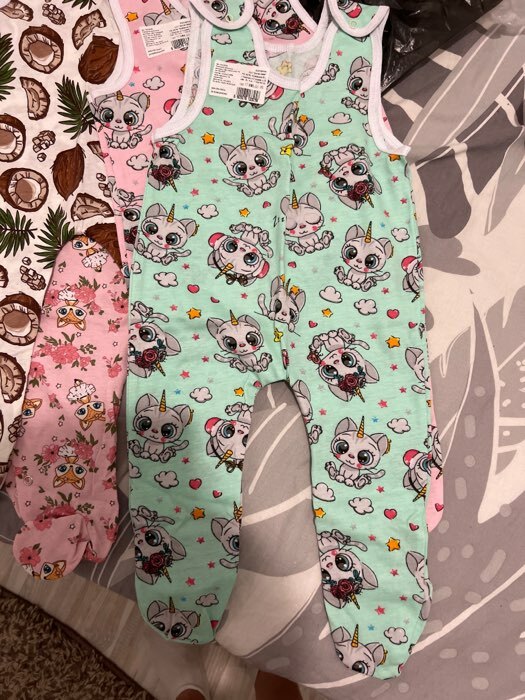 Фотография покупателя товара Ползунки длинные детские, цвет мята, рост 74 см - Фото 2