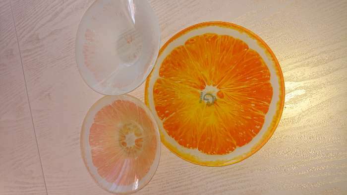 Фотография покупателя товара Набор тарелок стеклянных Доляна «Сочный апельсин», 19 предметов: 6 десертных тарелок, 6 обеденных тарелок, 6 мисок, салатник - Фото 2