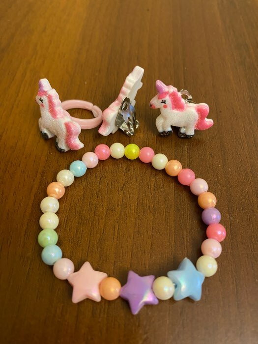 Фотография покупателя товара Набор детский «Выбражулька» 3 предмета: клипсы, браслет, кольцо, единороги и звёзды, цветной - Фото 1