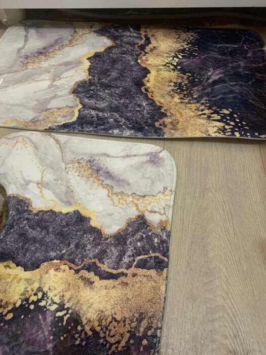Фотография покупателя товара Набор ковриков для ванной и туалета Доляна «Мрамор», 2 шт, 79×50, 50×39 см, цвет МИКС - Фото 3
