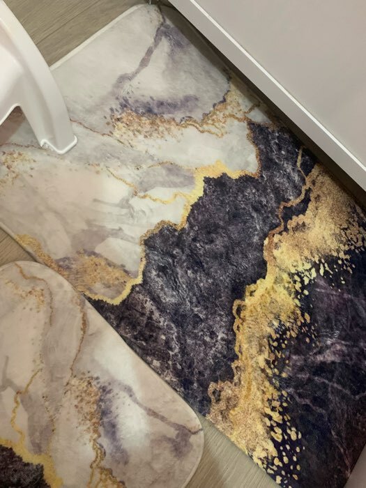 Фотография покупателя товара Набор ковриков для ванной и туалета Доляна «Мрамор», 2 шт, 79×50, 50×39 см, цвет МИКС - Фото 2