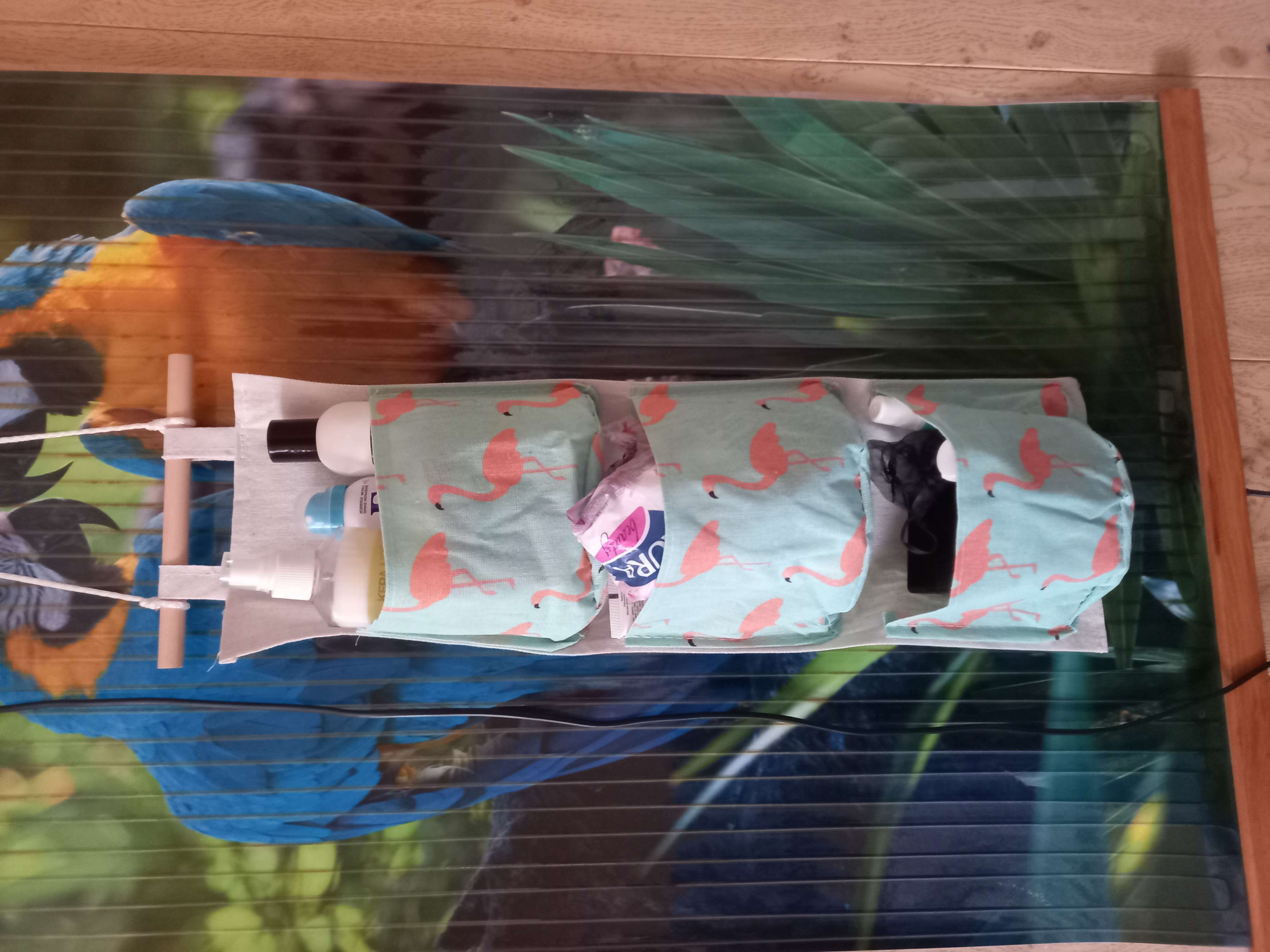 Фотография покупателя товара Органайзер подвесной с карманами Доляна «Фламинго», 3 отделения, 20×60 см, цвет голубой - Фото 1