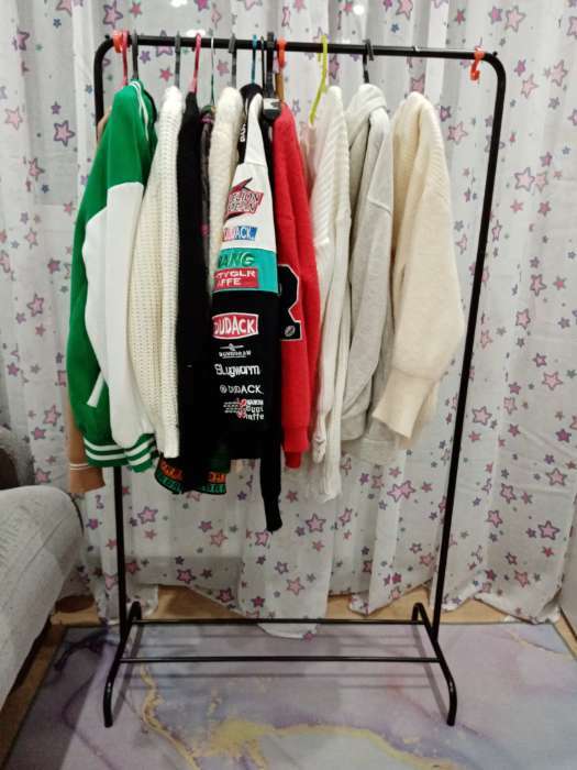 Фотография покупателя товара Вешалка напольная для одежды «Радуга», 82,5×42×150 см, цвет белый - Фото 11