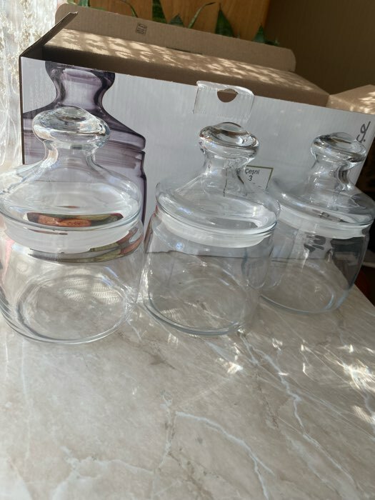 Фотография покупателя товара Набор стеклянных банок для сыпучих продуктов Cesni, 500 мл, 3 шт - Фото 2