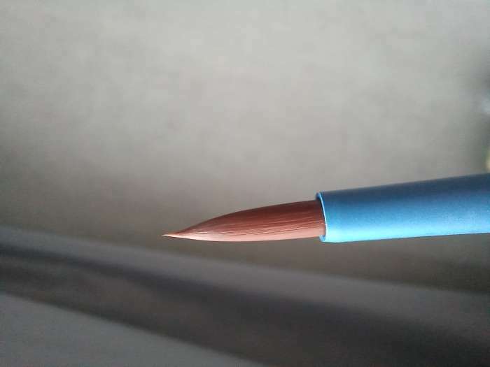 Фотография покупателя товара Кисть для акварели, синтетика коричневая, круглая, Roubloff Aqua blue round №4, ручка короткая синяя, покрытие обоймы soft-touch - Фото 5