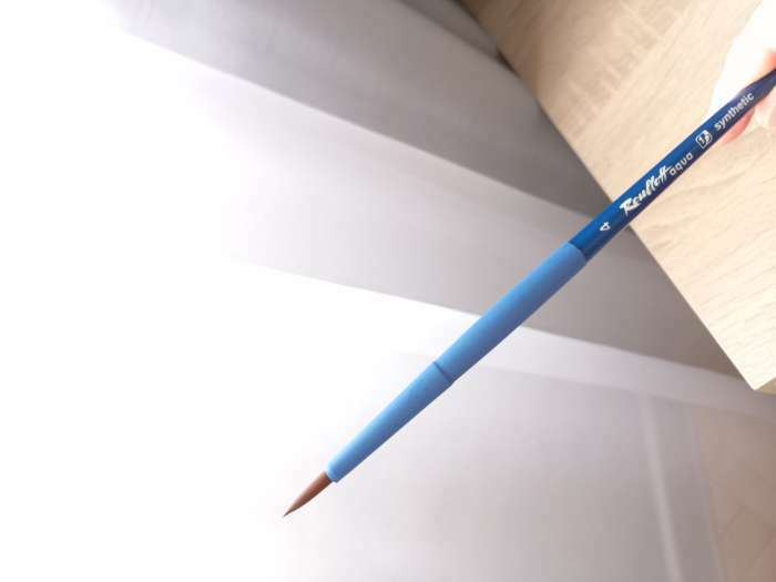 Фотография покупателя товара Кисть для акварели, синтетика коричневая, круглая, Roubloff Aqua blue round №4, ручка короткая синяя, покрытие обоймы soft-touch - Фото 1