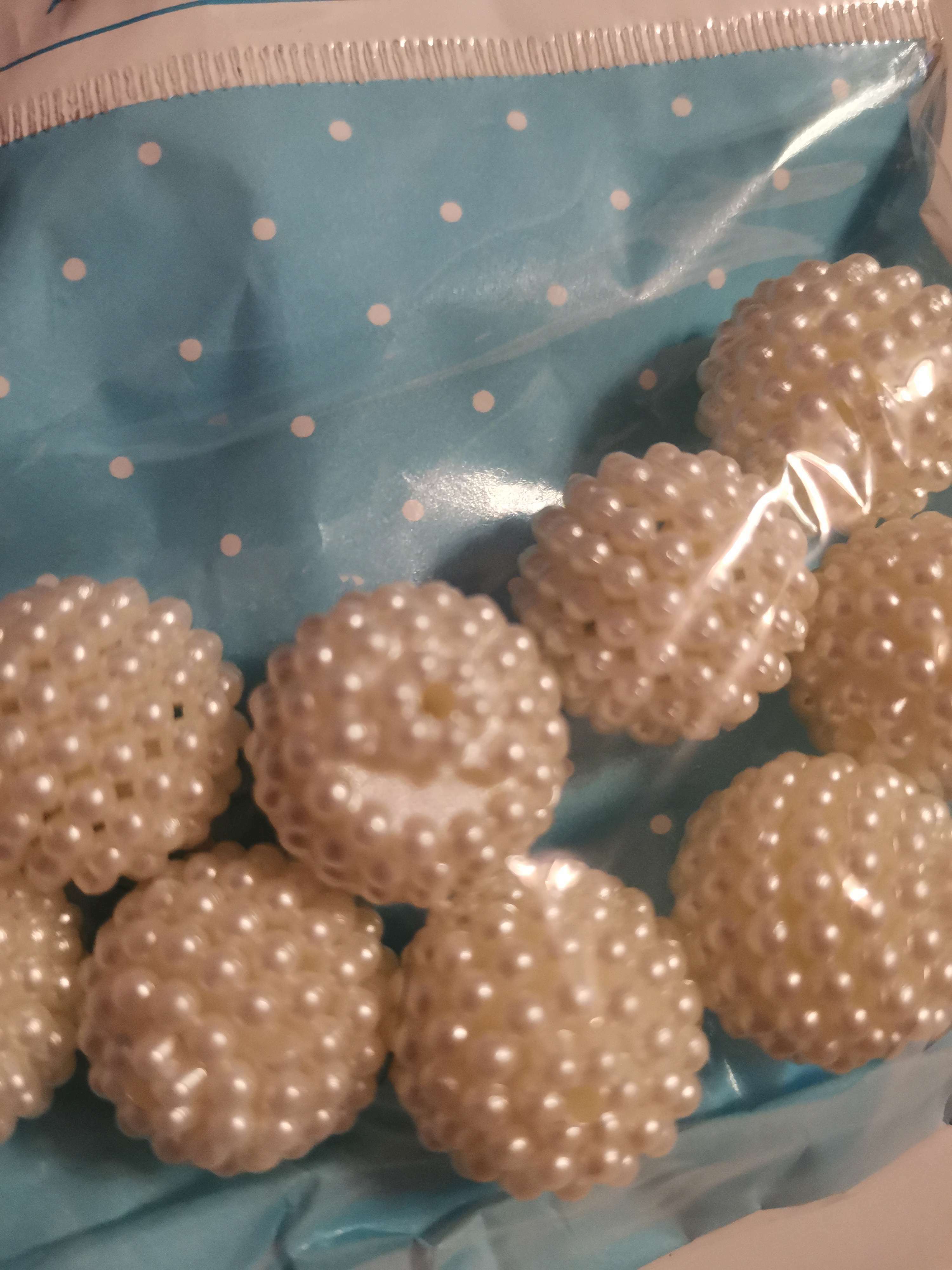Фотография покупателя товара Бусины для творчества пластик "Барашковый жемчужный шарик" набор 10 шт 1,9х1,9х1,9 см