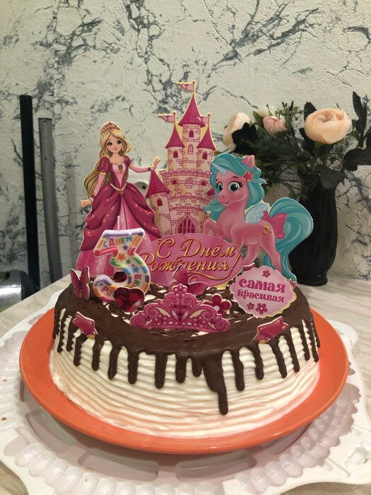 Фотография покупателя товара Набор для украшения торта «С днём рождения!», принцесса - Фото 3