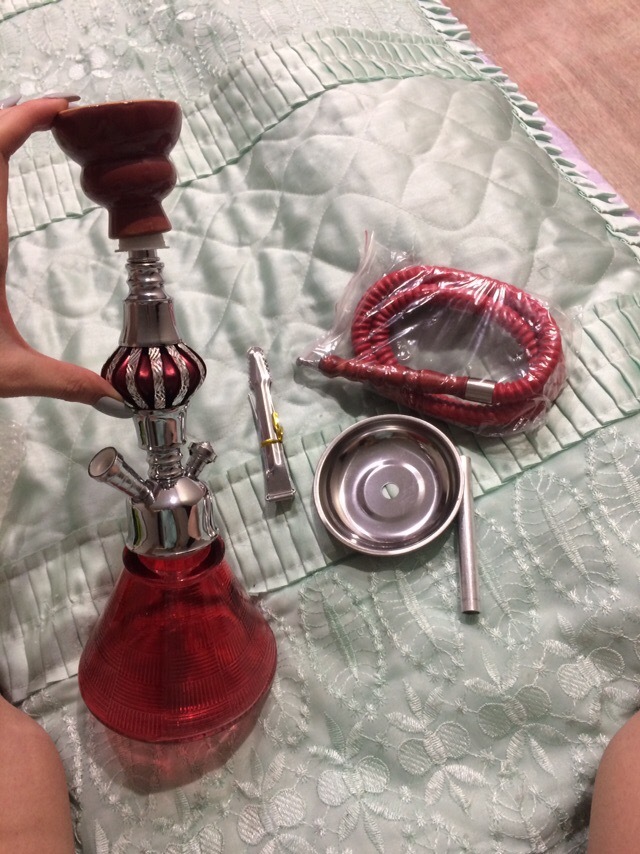 Фотография покупателя товара Кальян "Шахматы", 32 см, 1 трубка, шахта хром, красный - Фото 3