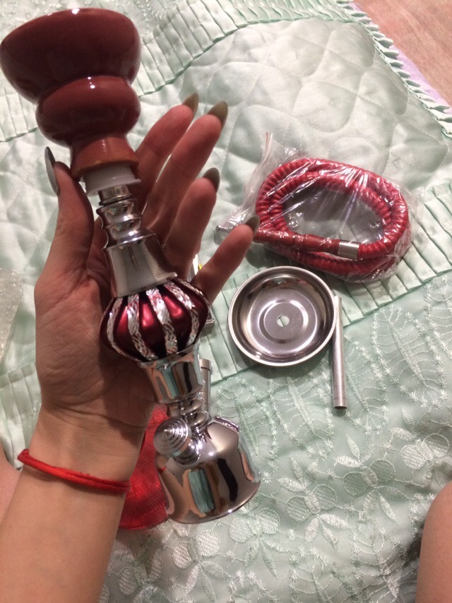 Фотография покупателя товара Кальян "Шахматы", 32 см, 1 трубка, шахта хром, красный