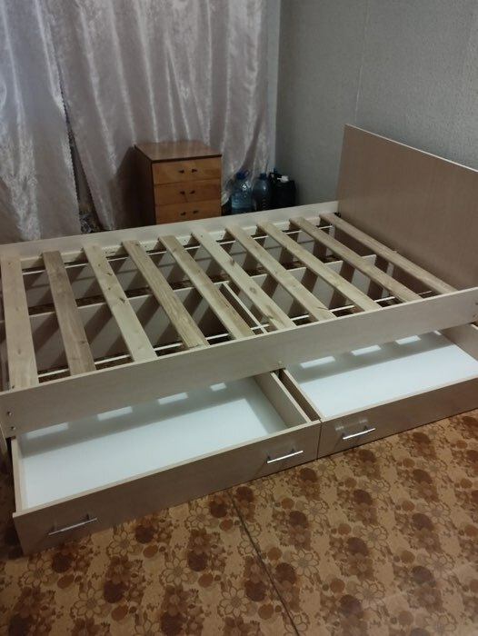 Фотография покупателя товара Кровать на уголках №4 с ящиками, 1200х2000 мм, цвет молочный дуб - Фото 1